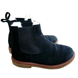 Chelsea Boots Women Custom Made  Handmade Black Suede Shearling Lined EU 35 US 5